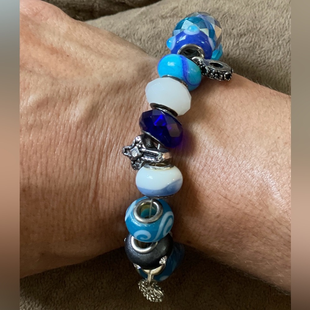 Handmade Bracelet with Charms and Blown Glass Beads - Picture 10 of 13